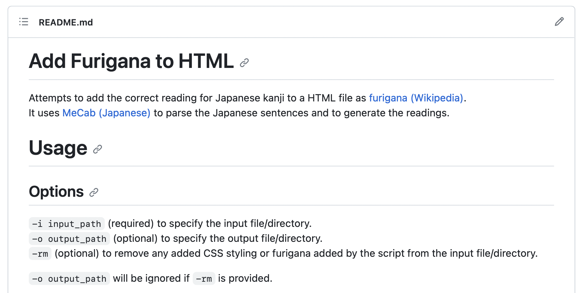 Add furigana to HTML addon